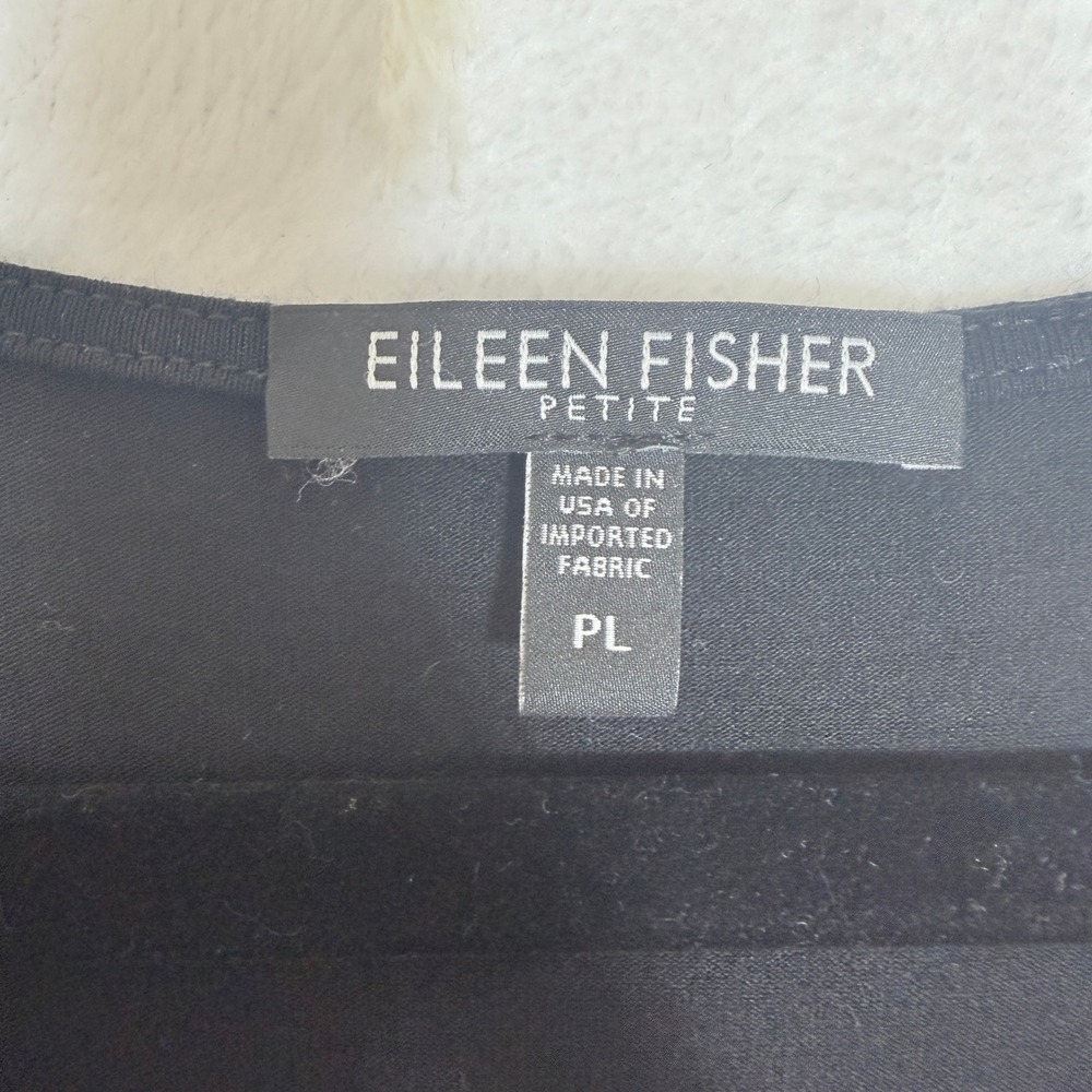 Eileen Fisher Petite Black Cowl Neck Sleeveless Jersey Top Tank PL USA Made - Picture 4 of 7